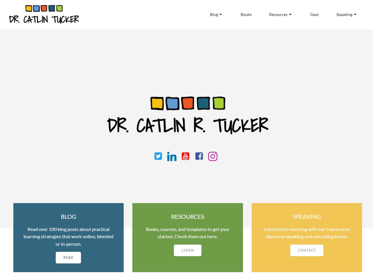Dr. Catlin Tucker Webpage screenshot