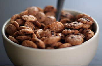 A photograph shows a bowl of cereal.