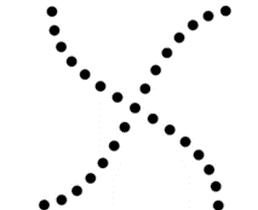 An illustration shows two lines of diagonal dots that cross in the middle in the general shape of an “X.”