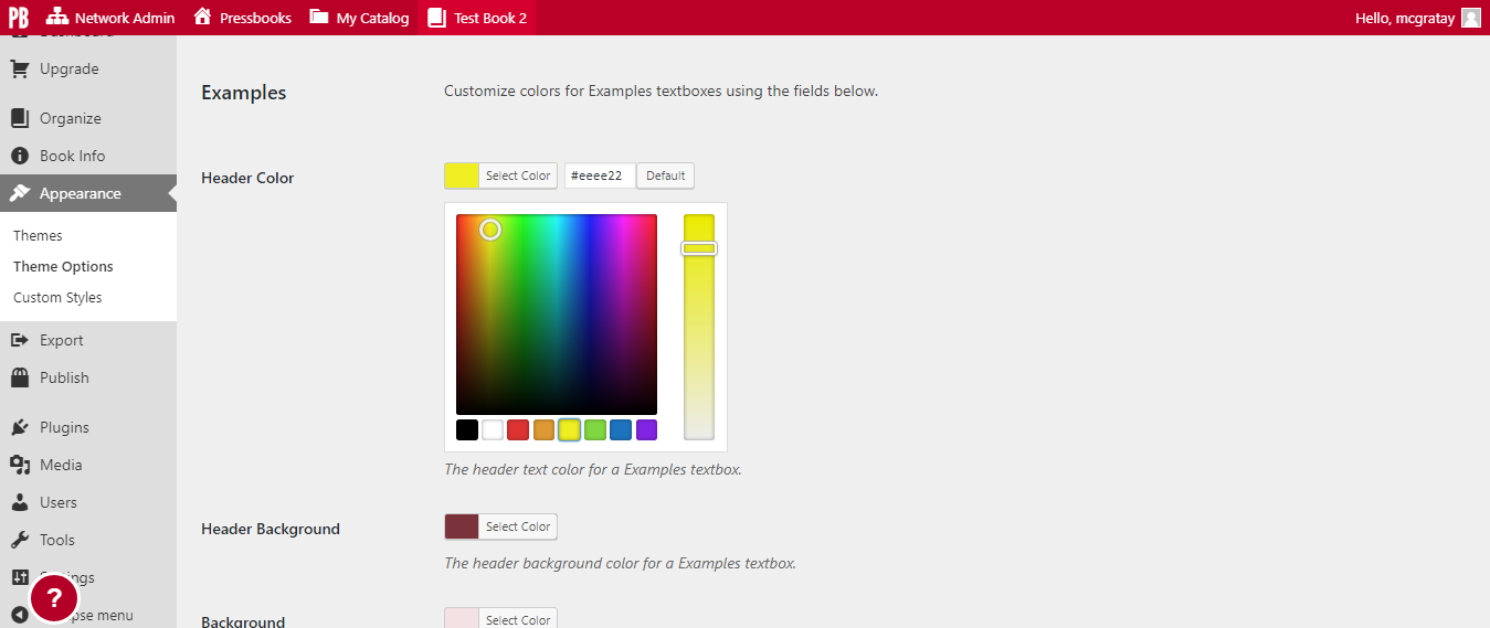 The graphic user interface that you can select your new color from.