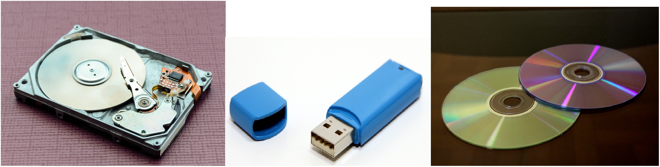 Figure 4: (a) Hard Drive (b) Flash Drive (c) DVD\CD